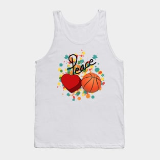 Peace Love Basketball Art Tank Top